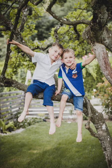 Brüder sitzen auf einem Baum